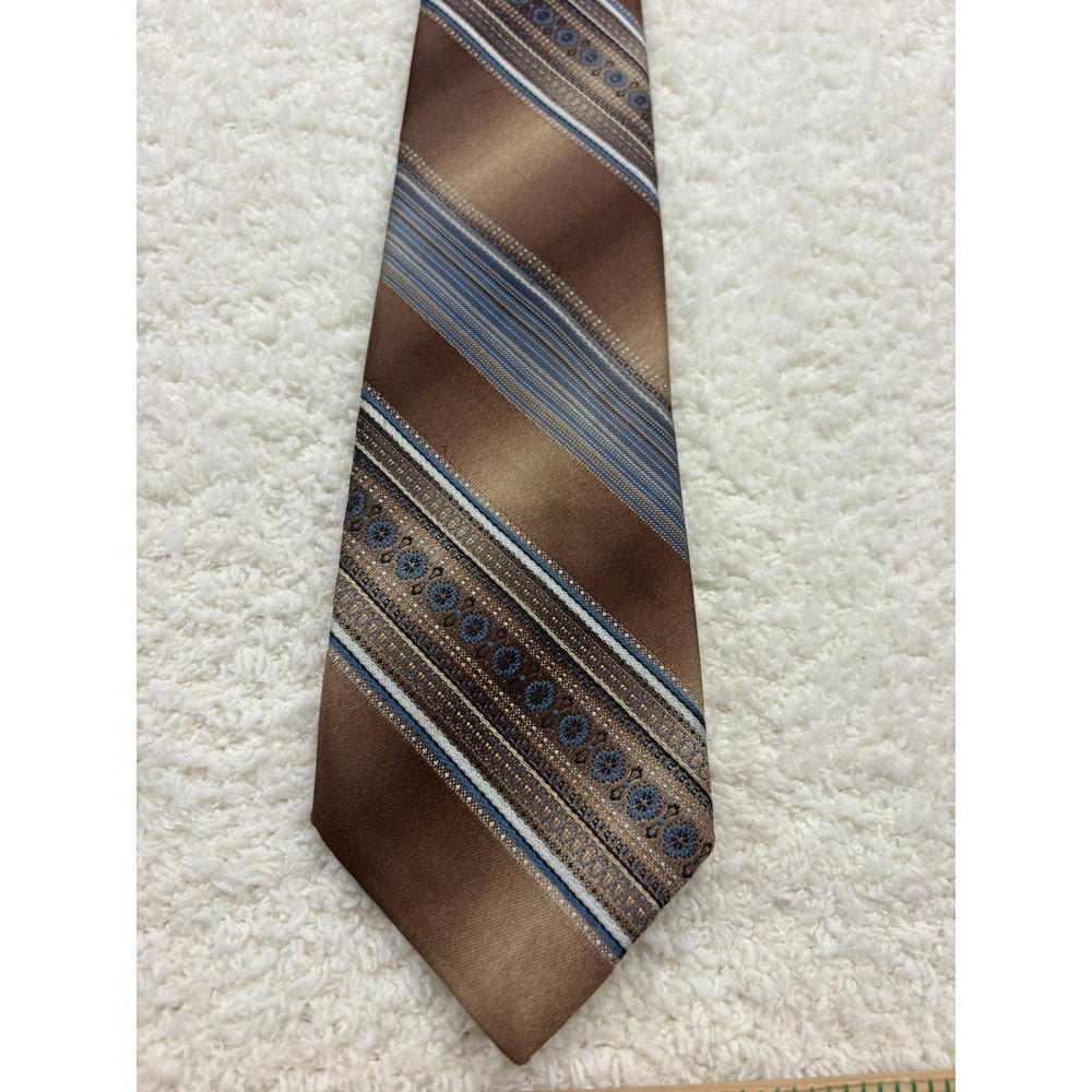 Wembley Necktie Tie Mens Brown Excellent Striped Geometric Polyester Classic